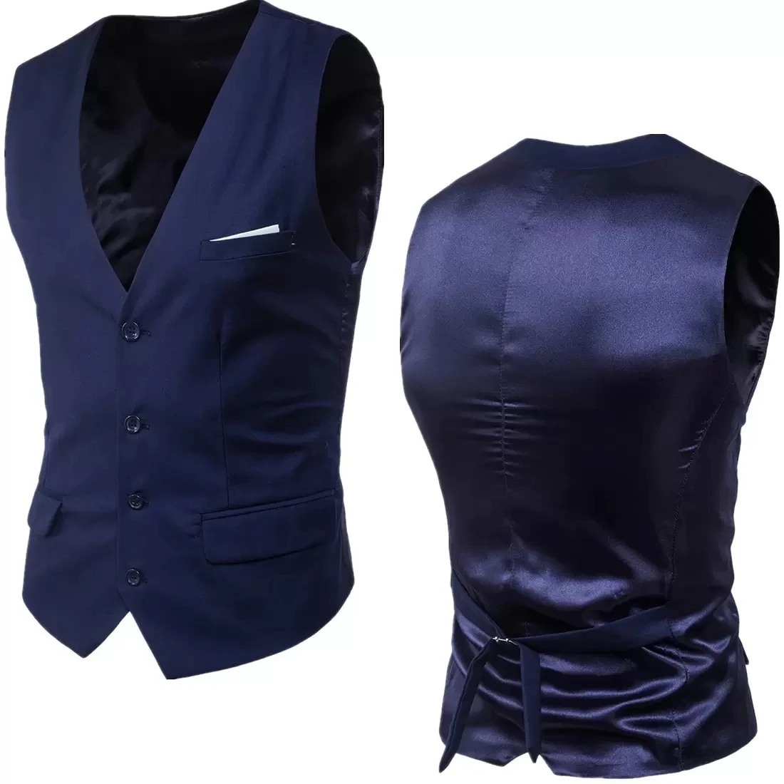 Chaleco de traje de alta calidad para hombre, Blazer informal de negocios, ajustado, para novio, boda, fiesta Formal, 9 colores