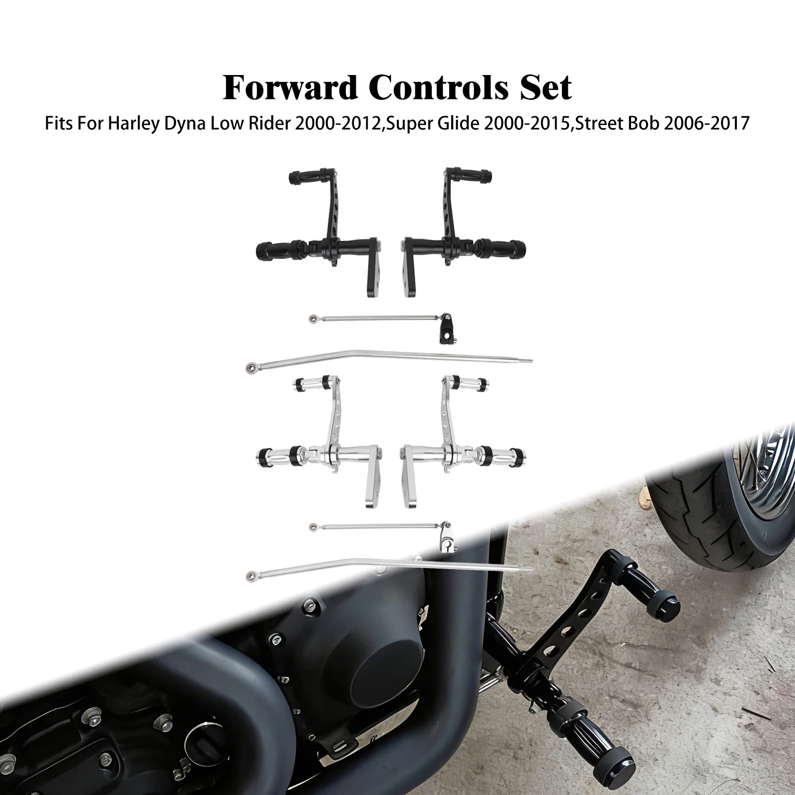 Motorcycle Forward Controls Set Foot Pegs Shifter Levers Kit For Harley Dyna Street Bob 06-17 Fat Bob FXD Super Glide Low Rider