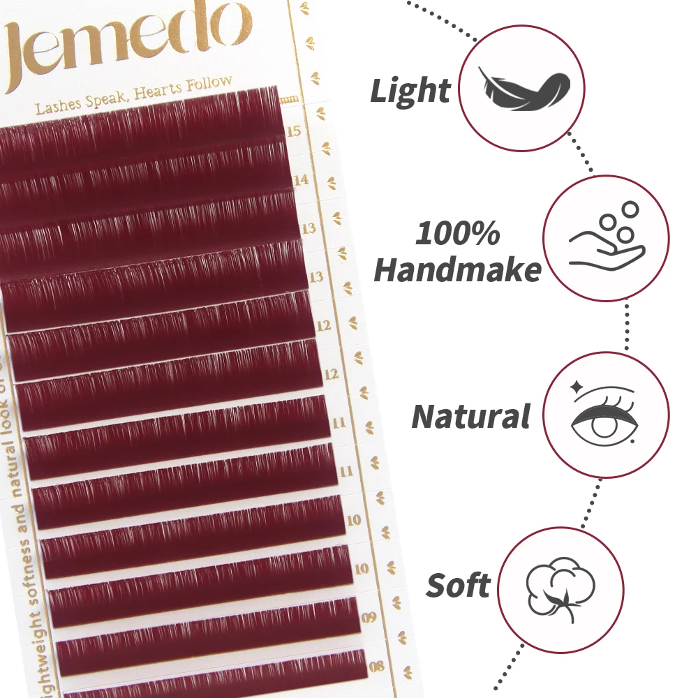 JEMEDO Colorful Individual Eyelashes Morandi Brown Colored Lash Extensions Mix 8-15mm False Mink Lashes for Makeup Wholesale