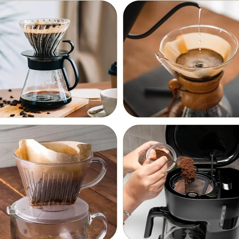 Coffee Filters,100/200 Count 1-4 Cups Unbleached Natural Brown Disposable Coffee Filter Paper Drip and Pour Over Coffee Maker