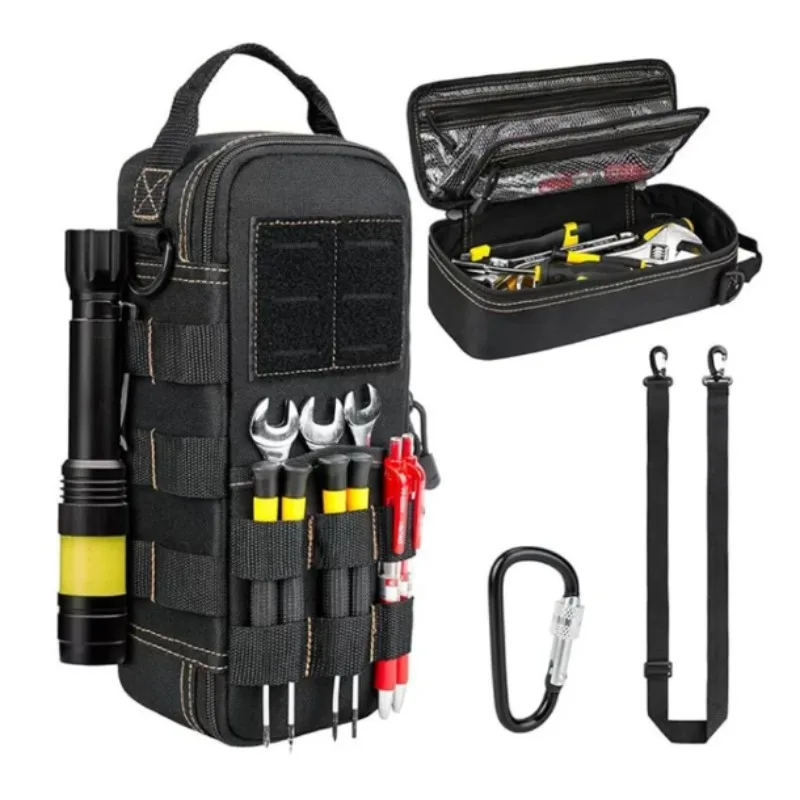Oxford Cloth Portable Tool Storage Bag Waterproof Wear Resistant Electrician Repair Organizer with Hook Outdoor Use