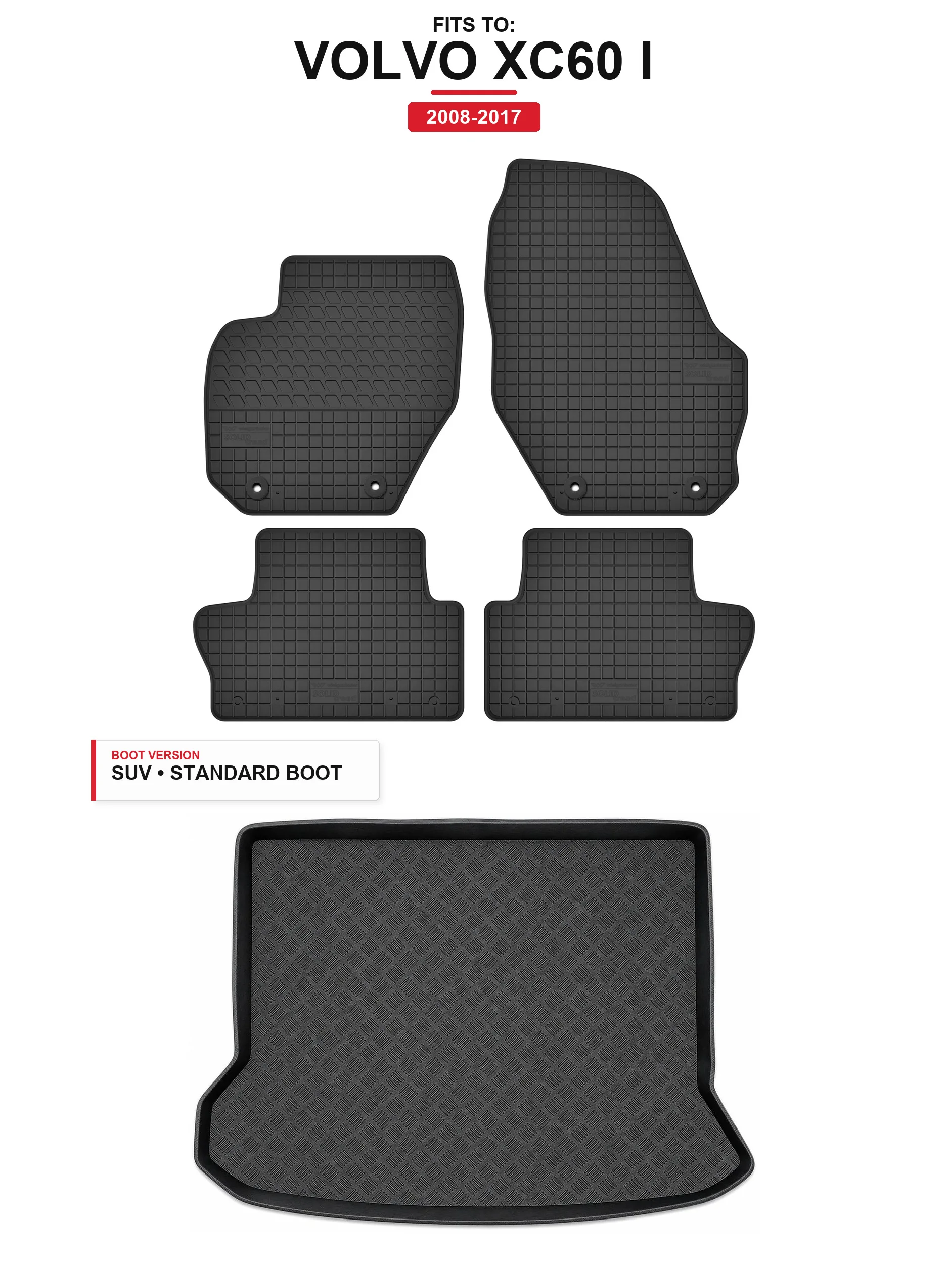 Solidtread rubberen vloermatten + bagagemat voor: Volvo XC60 I 2008-2017