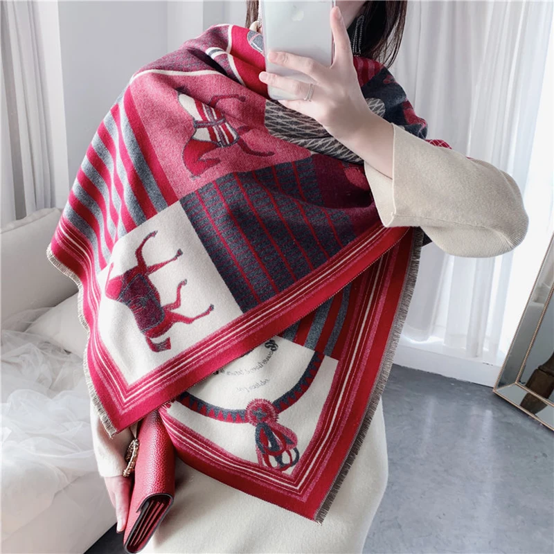 Winter Women\'s Scarf Luxury Design Double sided Cashmere Feel Scarf Warm Scarf Shawl