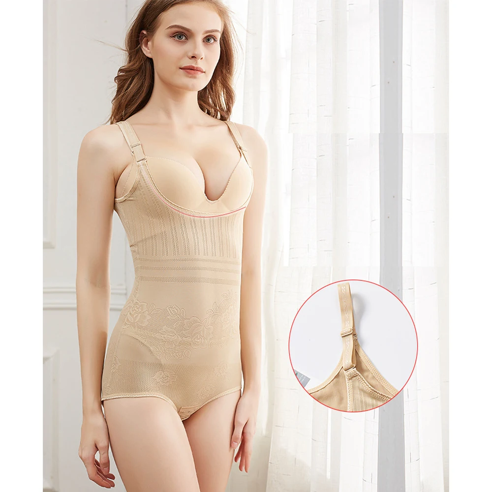 Women Body Shaper Slimming Corset Reducing Shapewear Waist Trainer Jacquard Buckle Bustiers Underwear Bodysuits Pulling L013