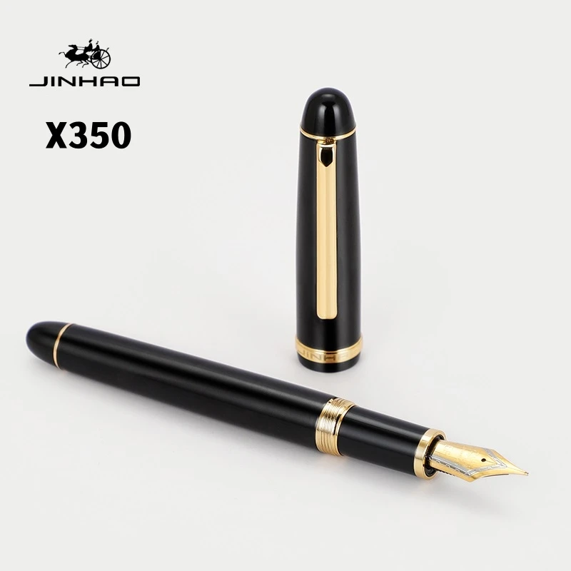 

Jinhao X350 Fountain Pen Elegant Black Gold Clip Fine Medium Nib for Writing Signature Office Business School F7345