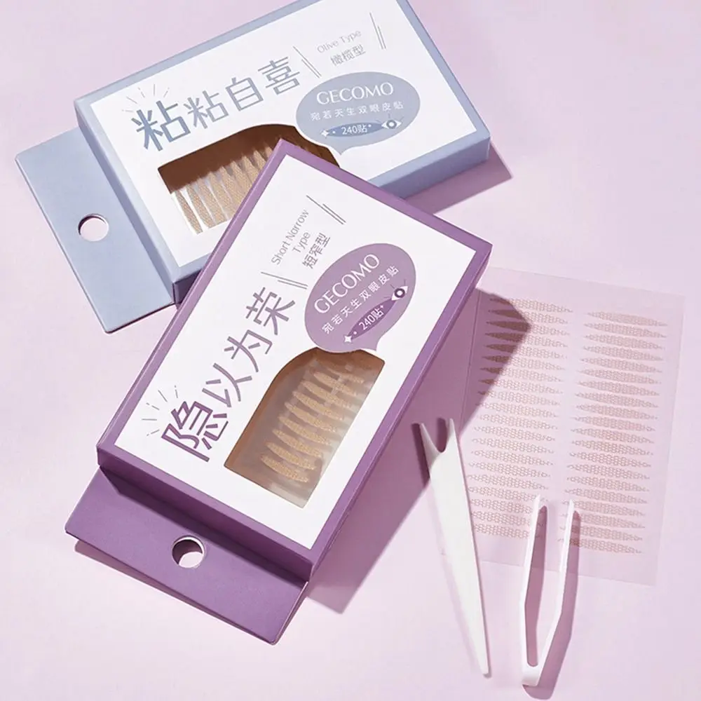 

240Pcs Natural Mesh Type Double Eyelid Tape Waterproof Big Eye Invisible Eye Stickers Self-adhesive Lace Eyelid Paste Women