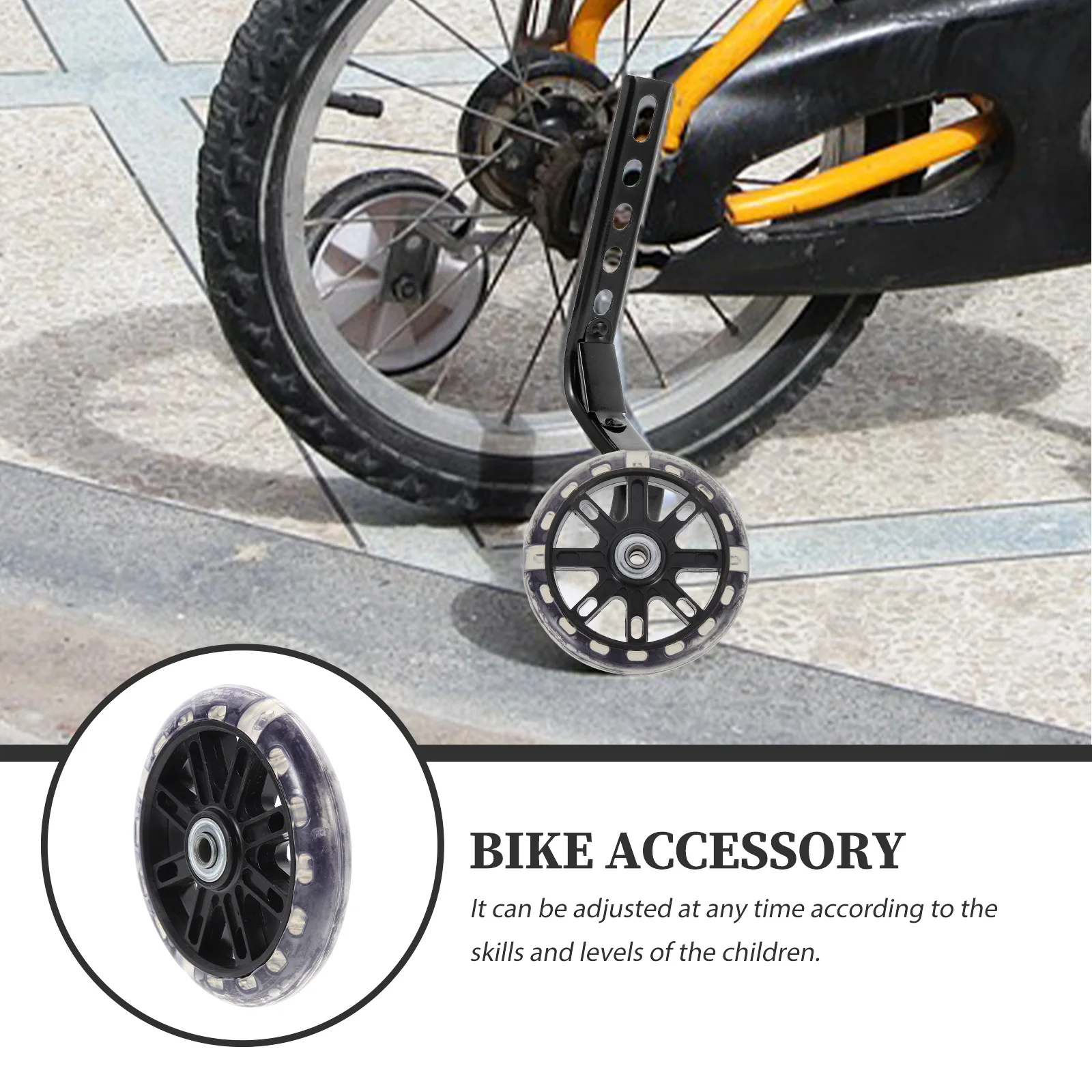 

1Set Training Wheels Heavy Duty Stable Slip Resistant Adjustable Replacement Bike Wheels for Safe Riding Accessory