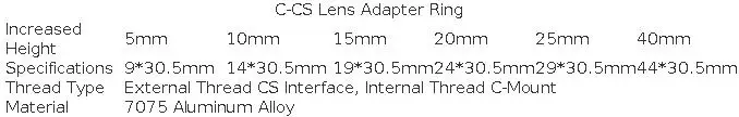 C-CS MOUNT Extension Tube Adapter 5 10 15 20 25 40mm C-Mount Adaptor Spacer Ring For CCTV Lens and Industrial Camera Lens
