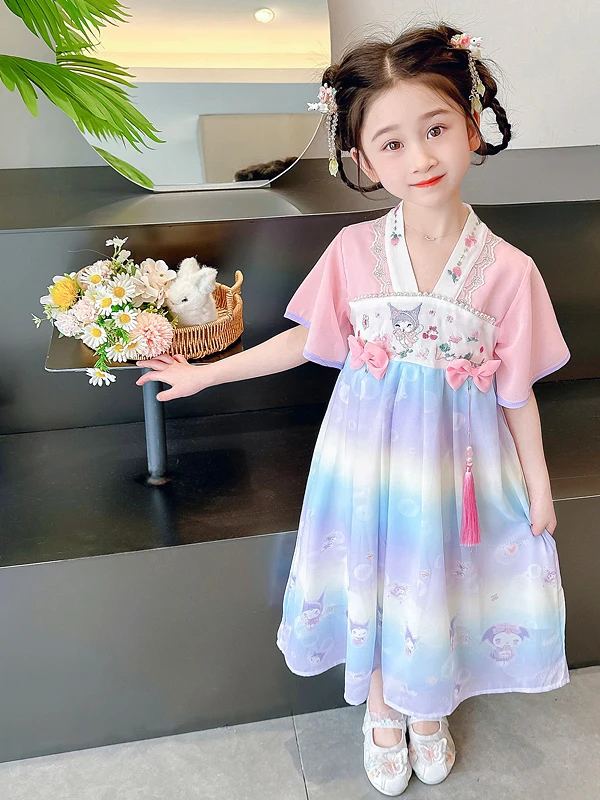 

Princess Style Summer Dress for Baby Girls Traditional Chinese Hanfu Clothing New 2025 Fashionable Ethnic Women's Wear