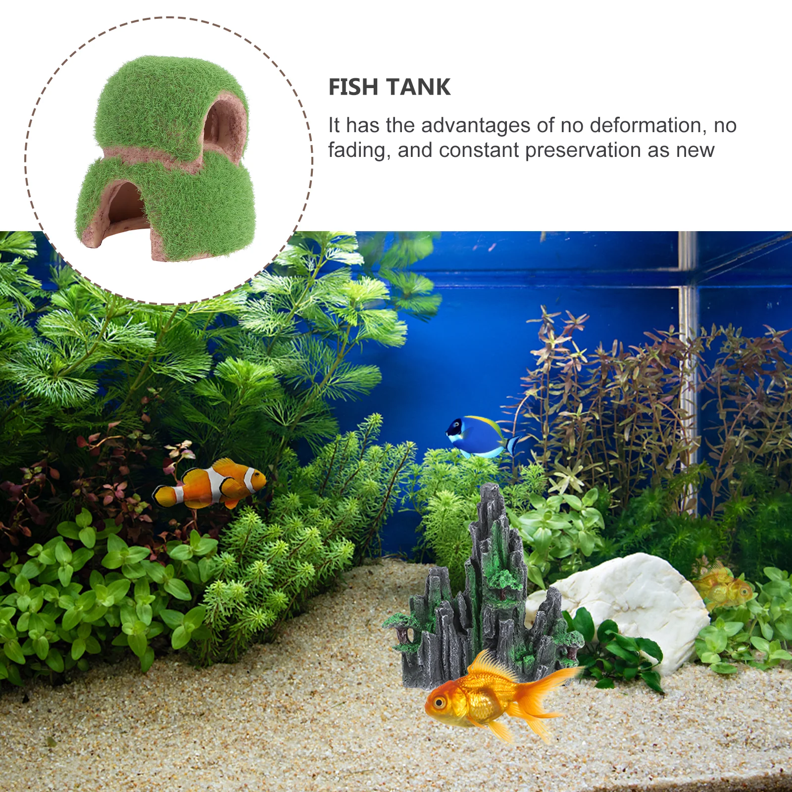 

Resin Fish Tank Adornment Underwater Decor Flocking Design Non Fading Safe for Fish Aquarium L scape Desktop Pet Supplies