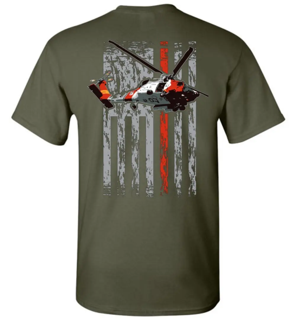 Creative Design American Flag Coast Guard MH-60 Helicopter T-Shirt. Summer Cotton Short Sleeve O-Neck Mens T Shirt New S-3XL
