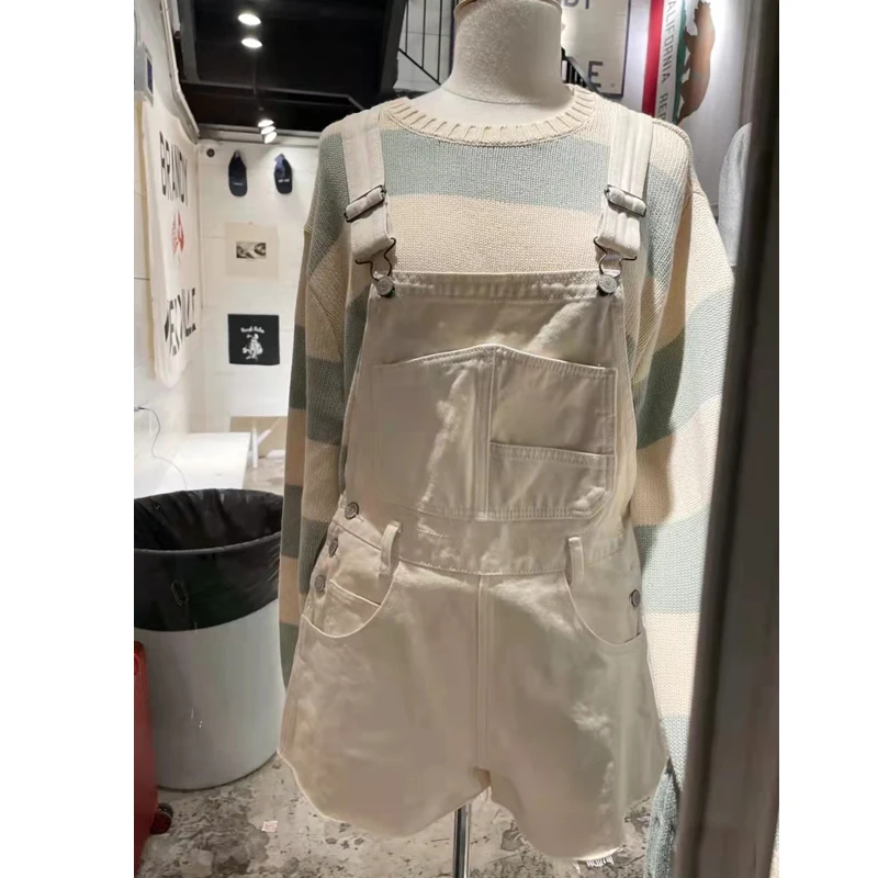 

Джинсы-комбинезон женские прямого кроя с высокой талией из светлого денима для работы, весна-лето