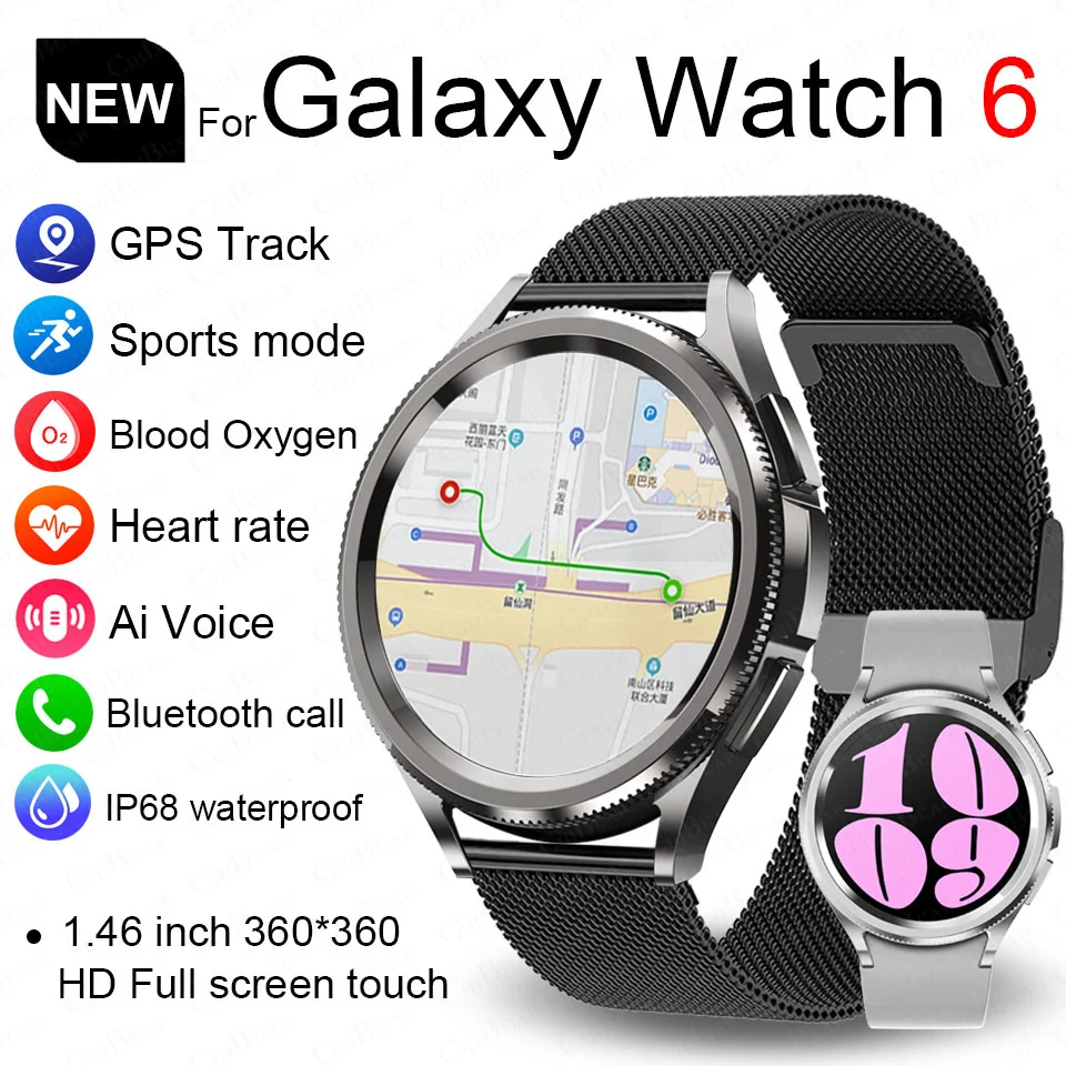 

2025 Новые часы 6 Классические умные часы Мужчины Женщины GPS Слежение Спорт Фитнес Здоровье Водонепроницаемые Bluetooth Вызов Музыка Смарт-часы