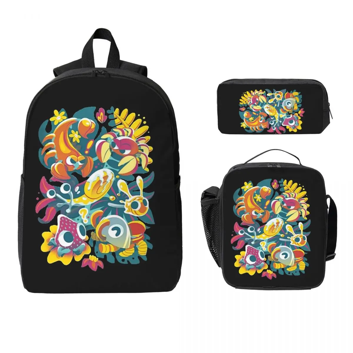

Bugsnax 01 Backpack Student Boys Girls BookBag School Bag Computer Shoulder Bags 3ps Insulated Lunch Bag Pencil Case