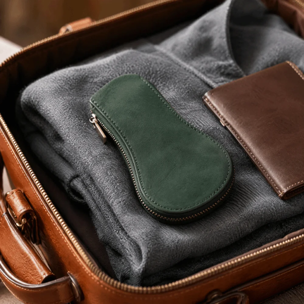 Fashion Rustic Brown Watch Box Dust Proof 1-Slot Luxury Pouch with Zipper Durable PU Watch Pouch Gift for Men