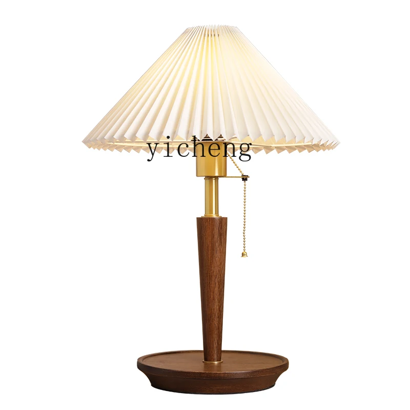 Zcins Fresh Pleated Table Lamp Bedside Lamp Study Living Room Bedroom Girl Room Table Lamp