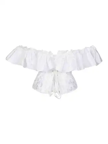 Imagen 2 del producto Corsé de pecho con mangas de satén con volantes y corsé palaciego que apriete la cintura en la parte posterior del hombro.