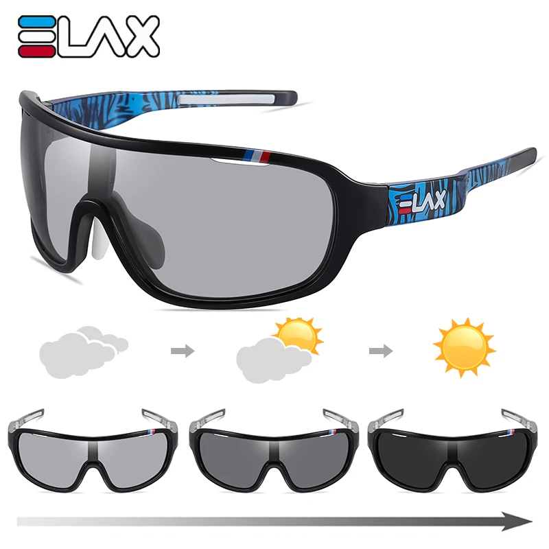 ELAX Brand New Men Women Mtb Photochromic Cycling Glasses Bicycle Eyewear New Bike Sun Goggles Sports Sunglasses