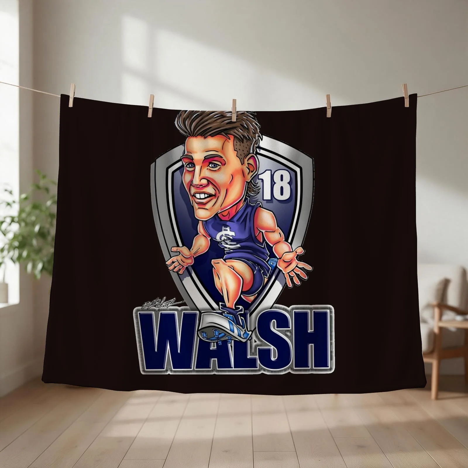 Sam Walsh cartoon - Carlton Blues - Unique artwork by BrockerClassic T-Shirt Throw Blanket For Baby Multi-Purpose Blankets