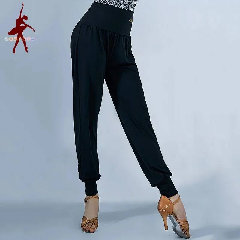 

Leopard Latin Dance Pants Women New High Waist Loose Ballroom Dance Trousers Cha Cha Rumba Samba Practice Clothing Black Pants