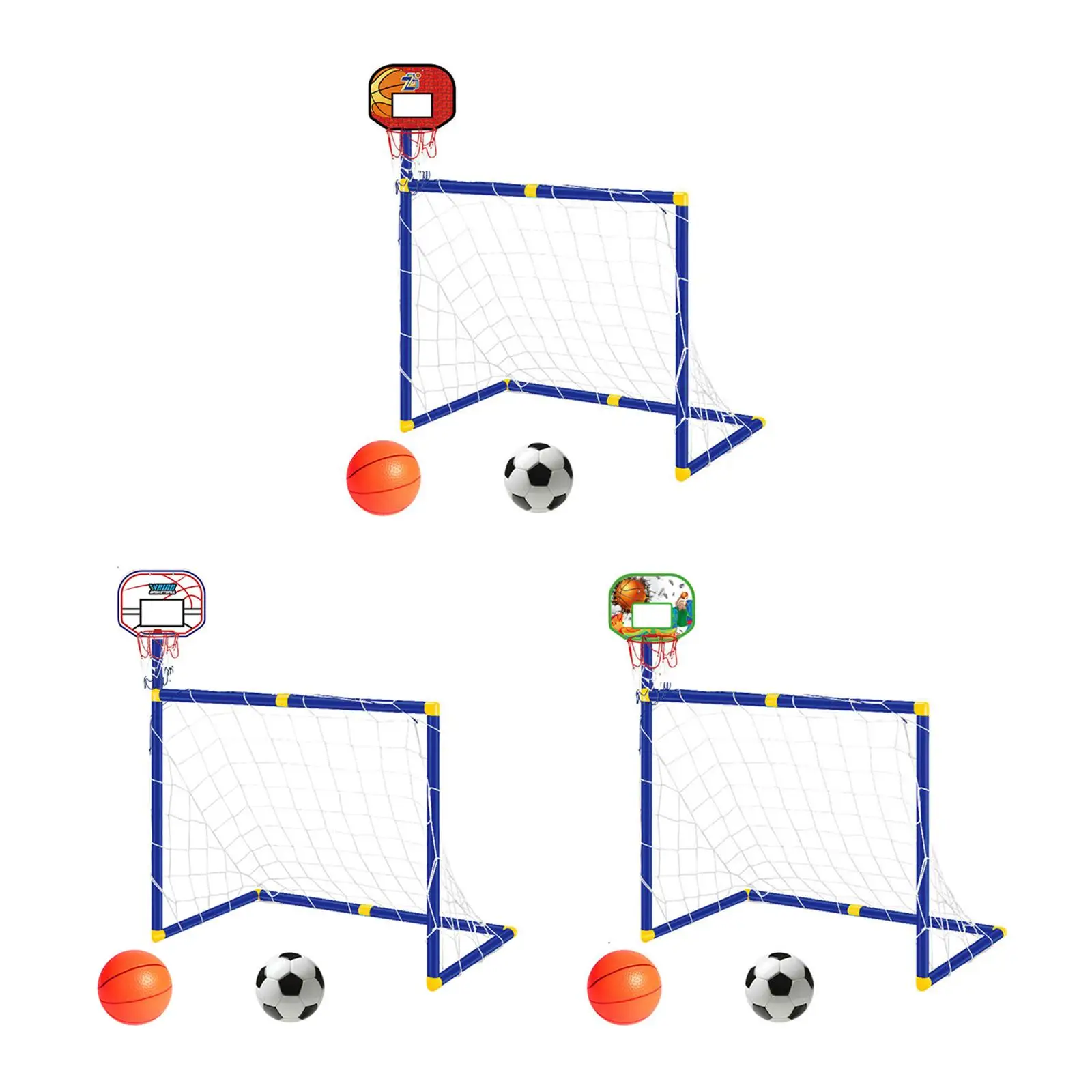 مجموعة رياضية متعددة الوظائف للأطفال ، طوق كرة السلة وهدف كرة القدم
