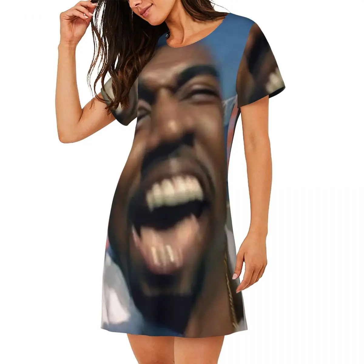 

Cool Fun Funny KanyES Wests Short Sleeves Nightdress For Sleeping Sleepshirts Women Short Sleeve Nightgowns Loose Pajama Dress