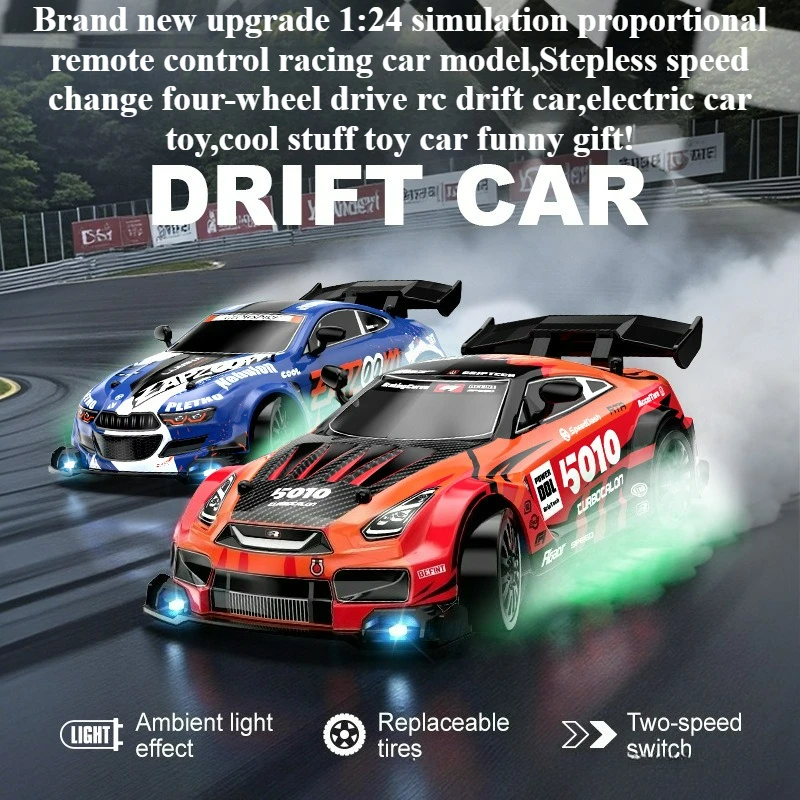 Cool Stuff Toy Car Funny Gift-Hot 1:24 Scale Remote Control Car,Electric Car Toy,Kawaii Stepless 4WD Rc Drift Car,Toys for Kids