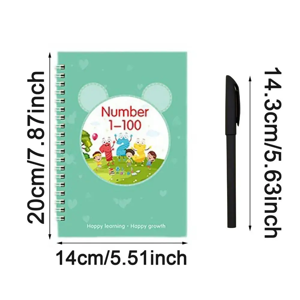 3D Children's Handwriting Book Reusable Handwriting Magic Practice Writing Post Pen Grip Auxiliary Tools Pen Refills