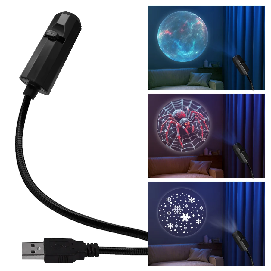 USB المكونات في الإسقاط ليلة ليلة 5 فولت كوكب/هالوين/عيد الميلاد موضوع مصباح إسقاط مهرجان سقف داخلي جدار أجواء ديسمبر #1