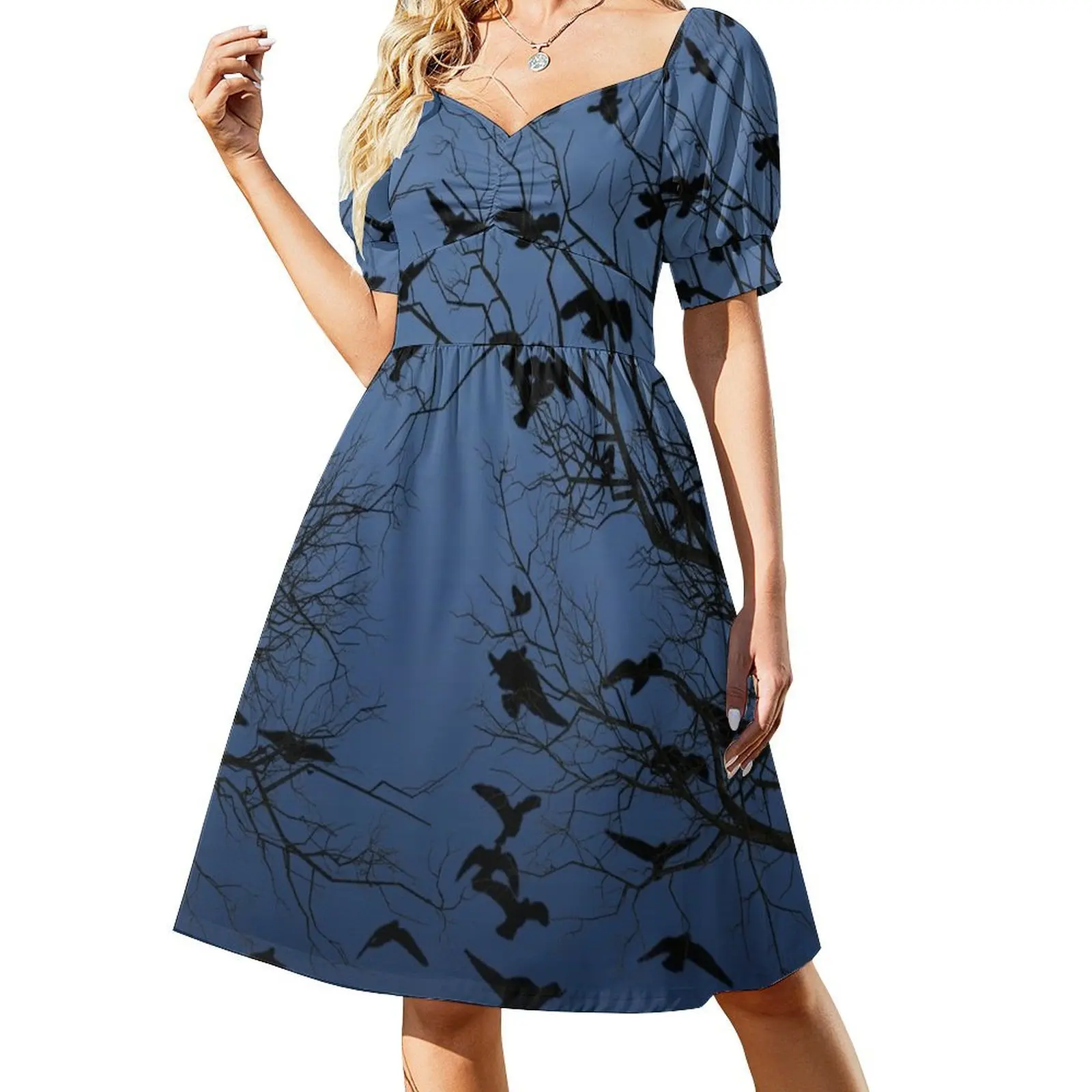 

Crow flock Short Sleeved Dress Long dress woman Aesthetic clothing elegant dress summer womens 2025