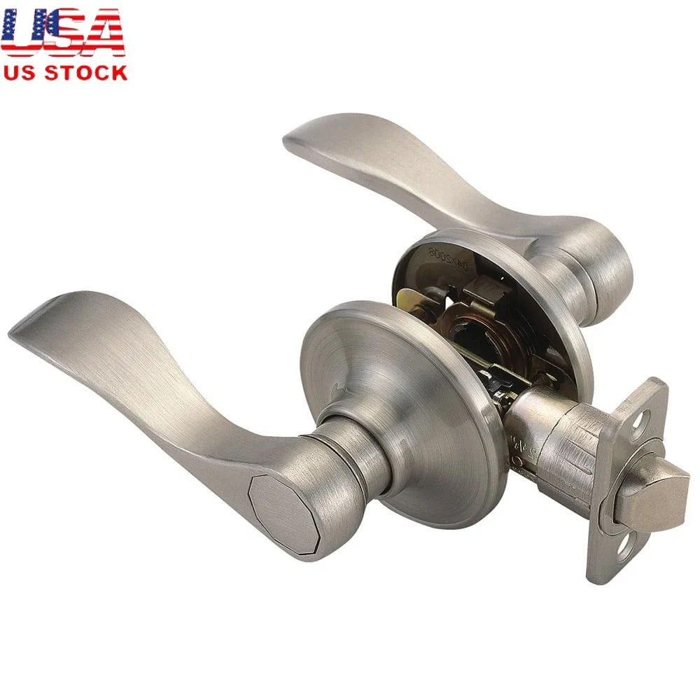 

Universal Passage Door Lever Hall Closet Satin Nickel Finish Reversible Handle Easy Installation ANSI Grade 3 Certified Hardware