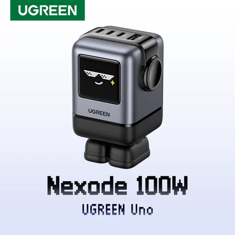 【US Plug】UGREEN Uno 100W GaN Charger Robot Design QC4.0 3.0 PPS for iPhone 17 16 15 Pro Macbook Laptops Tablet PD3.0 Fast Char