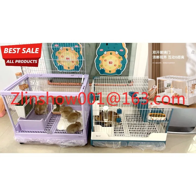 Rabbit cage R81proR100R81 gravity lock drawer type chinchilla rabbit house, nest guinea pig anti-spray urine cage