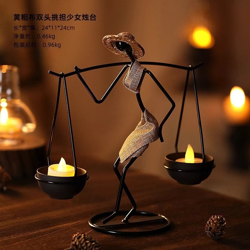 Retro Wrought Iron Candle Holder Candle Ornament Creative Metal Candle Decoration Table Romantic Dinner Arrangement Props