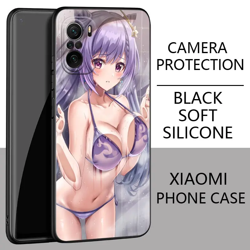 Genshin Girls Bikini Swimming Ocean Poco X3 NFC Case For Xiaomi POCO F3 F4 F5 Pro X3 X4 Pro 5G GT X5 M3 M4 M5 M5s C51 C55 Cover