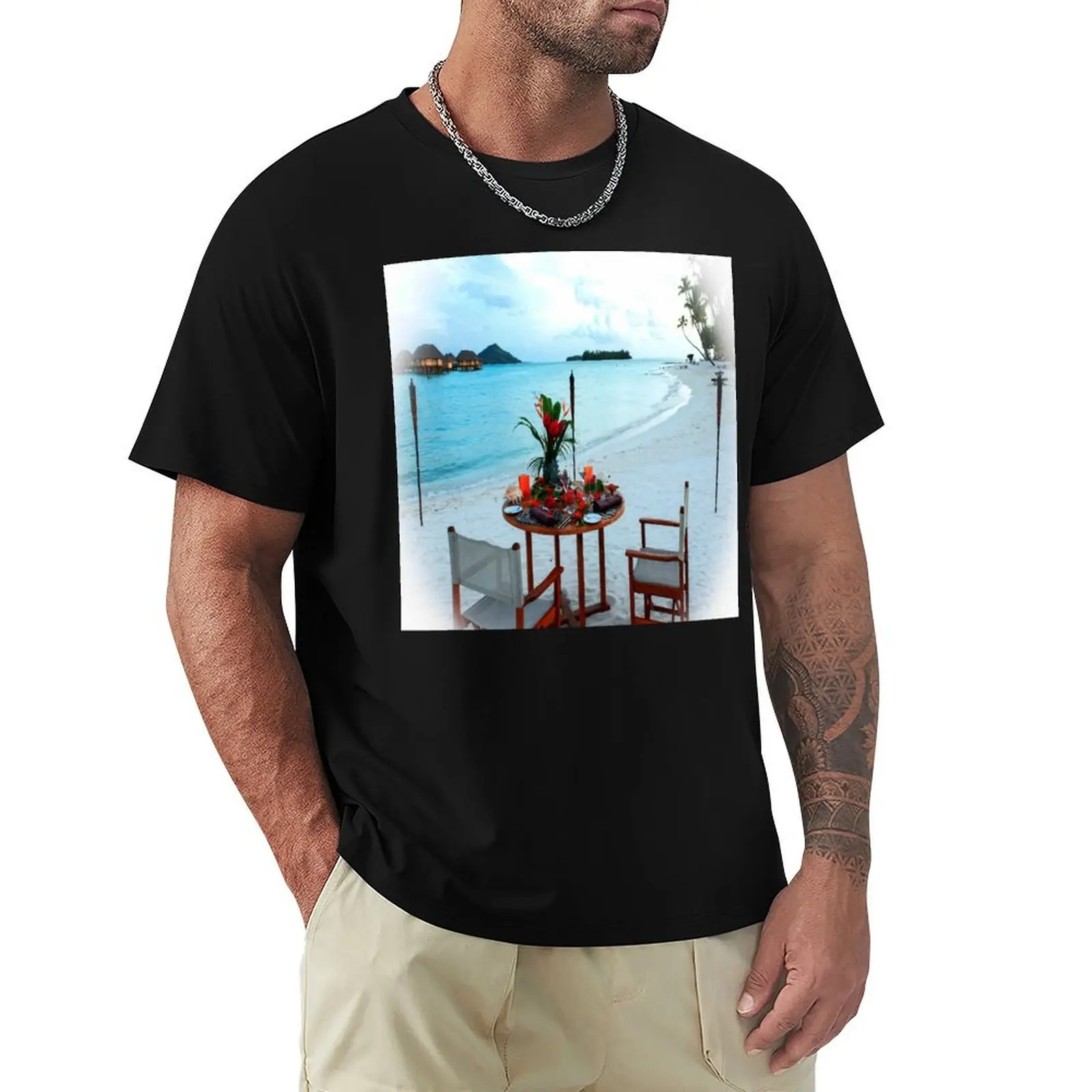 

Bora Bora Beach Breakfast Tahiti Photo T-Shirt Sports Basic Short Sleeve T-Shirt