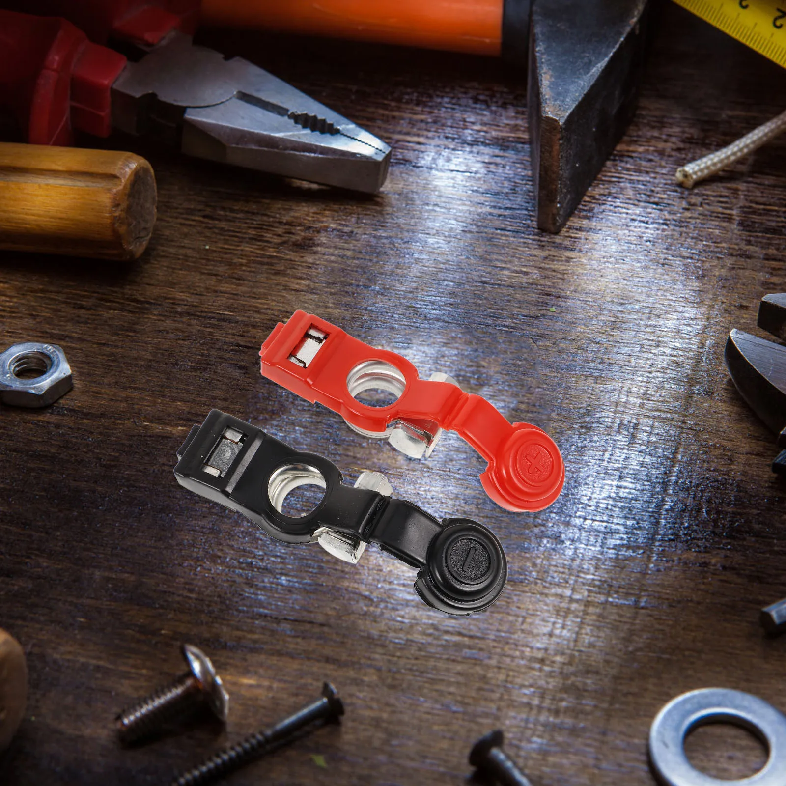 

2 Pcs Car Terminal Connectors Red Black Zinc Alloy Protective Cover For Truck Clamps Cable Ends