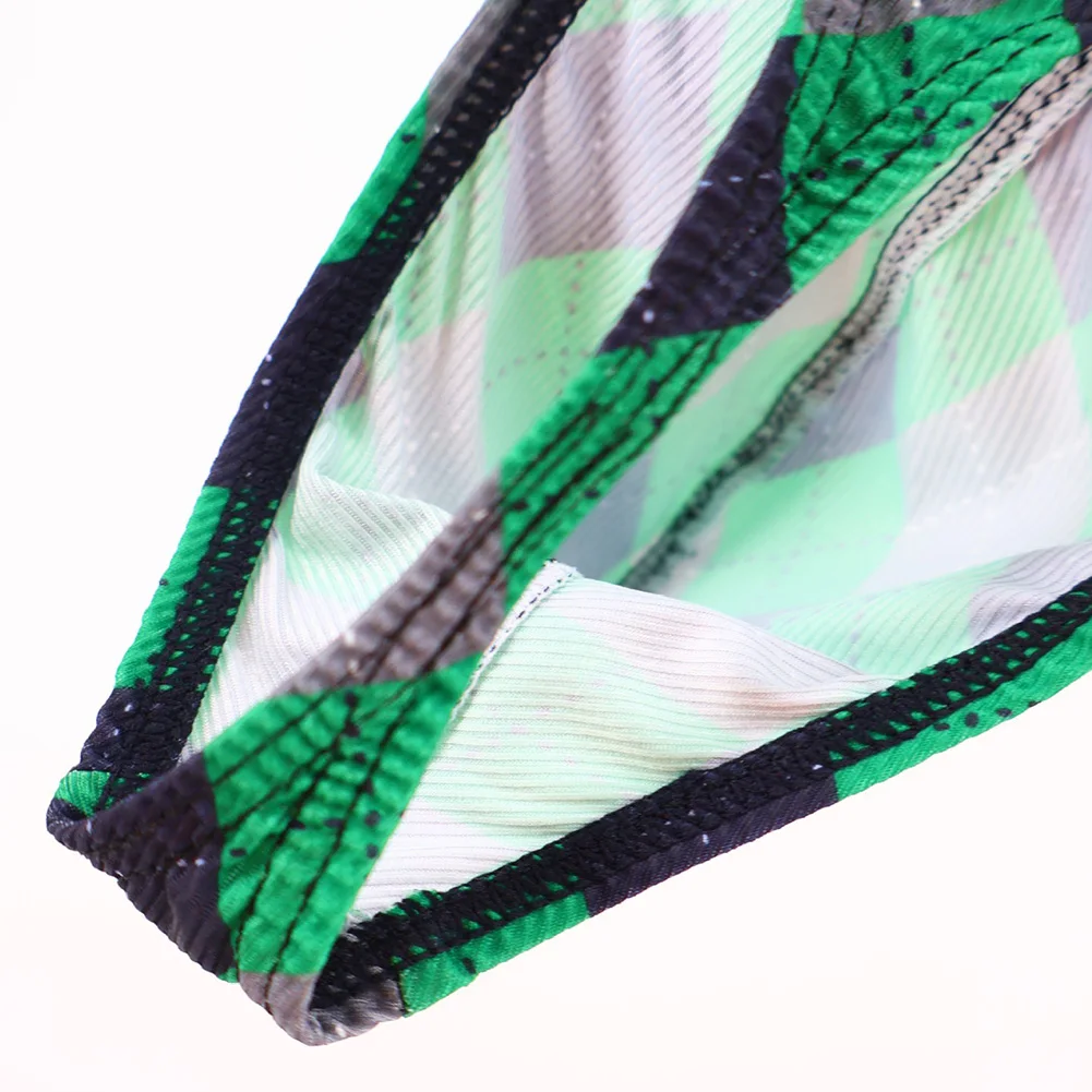 Men Plaid Underwear For Mini Briefs U Pouch Thongs G-String T-Back Low Rise Lingerie Extreme Panties Low Rise Men's Underpants