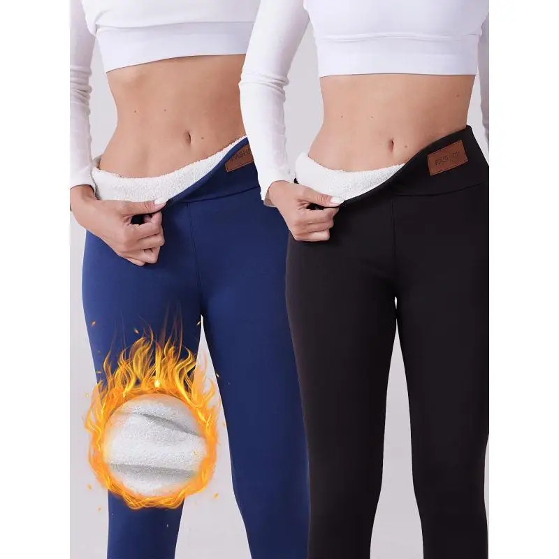 Warm Lamb Cashmere Pants Women's Base Layer Trousers Invisible Design Winter Collection Pure Color Fashionable And Comfortable