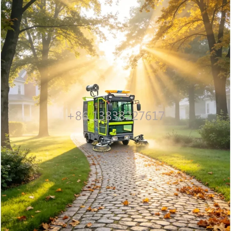 Large Capacity Trash Bin Electric Street Sweeper Truck Ride on Floor Sweeper Continuous Operation