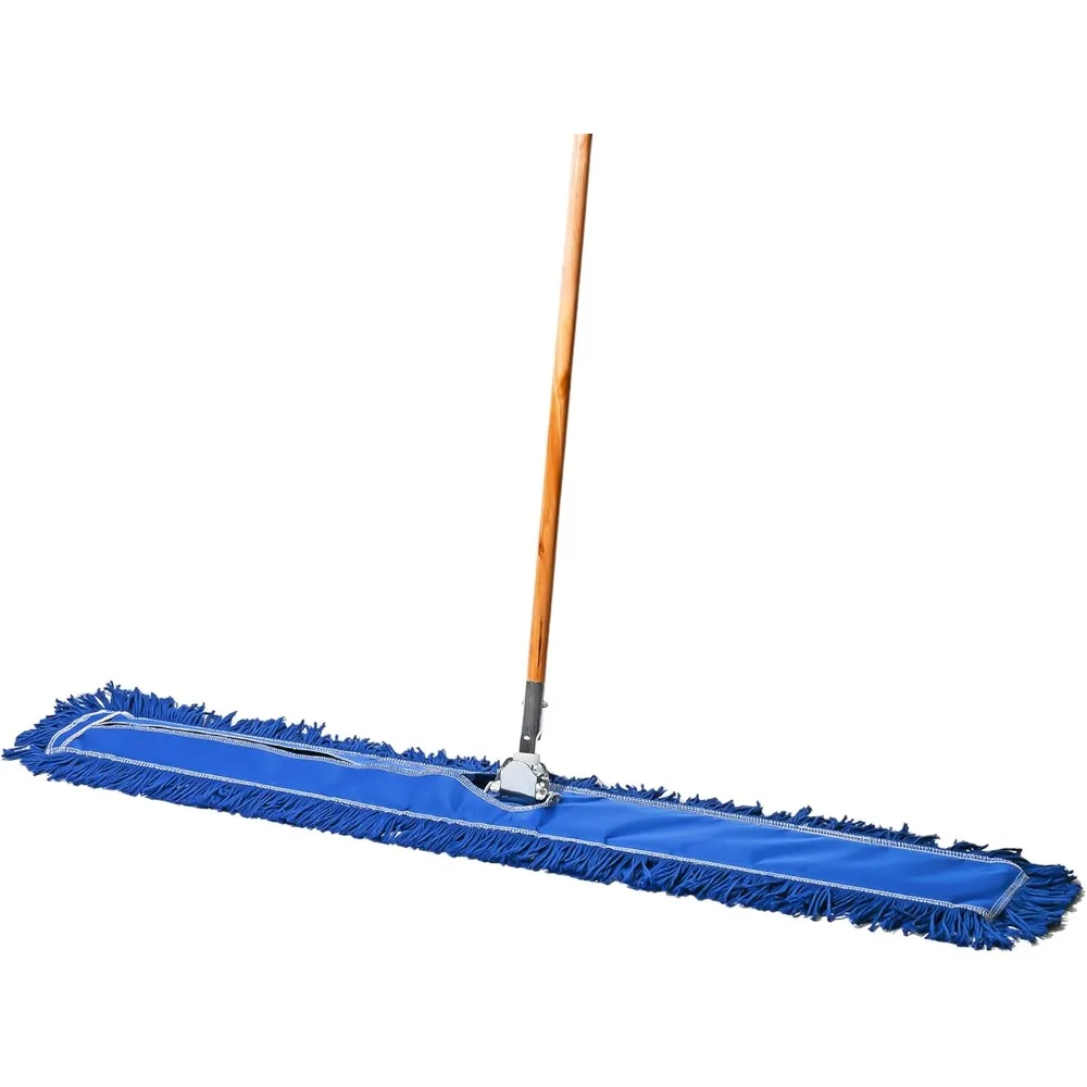 

Dust Mop for Hardwood Floors, Reusable Dust Mop Head, Wooden Broom Handle, Industrial Dry Mop for Floor Cleaning