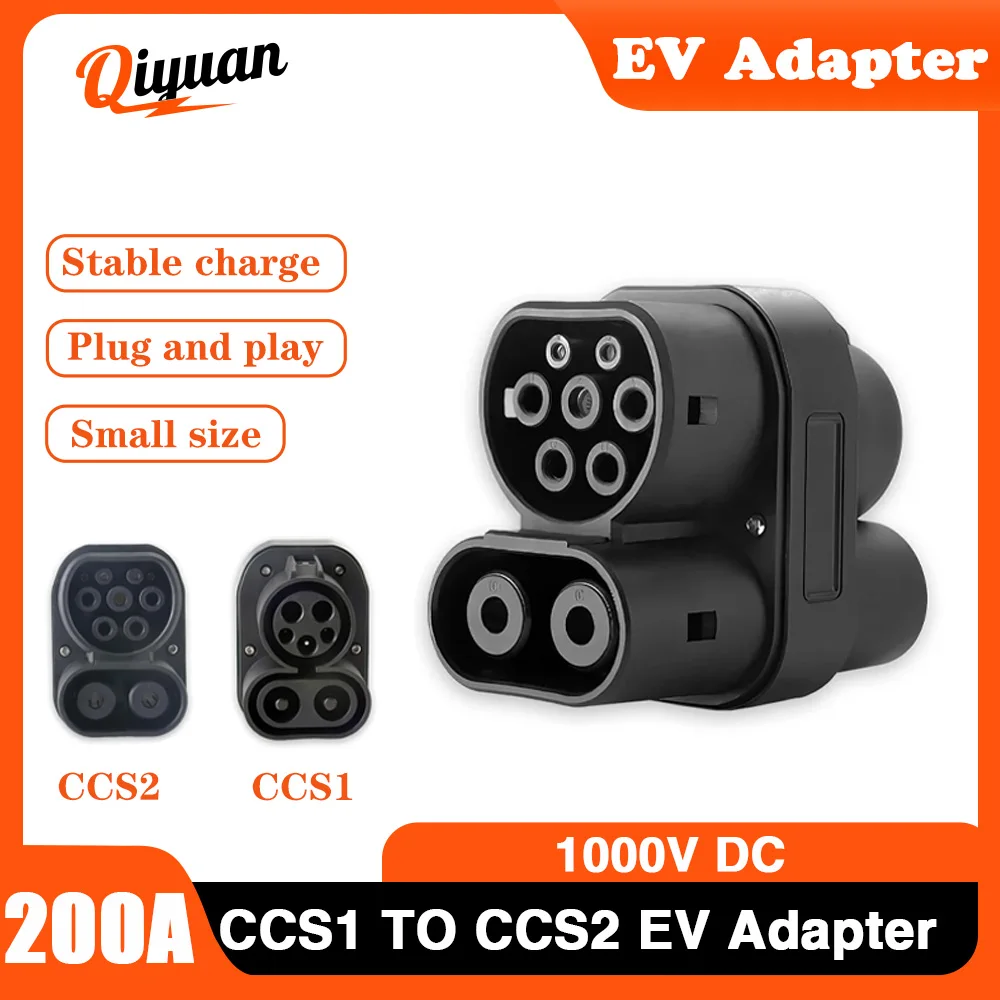 CCS1 to CCS2 Adapter EV Charger Adpater DC 1000V 200A and EV Charger Connector Type 1 to Type 2 Adapter SAE j1772 to IEC62196