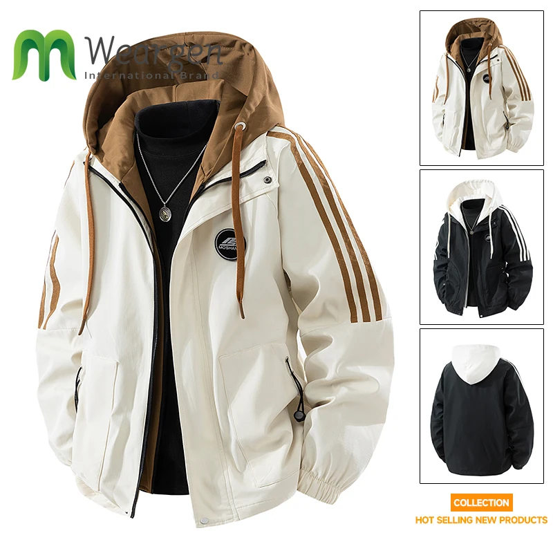 

Men's Hooded Jacket Loose Workwear Trendy Brand Mountain Outdoor Waterproof Color-Block Casual Men's Suit 8928