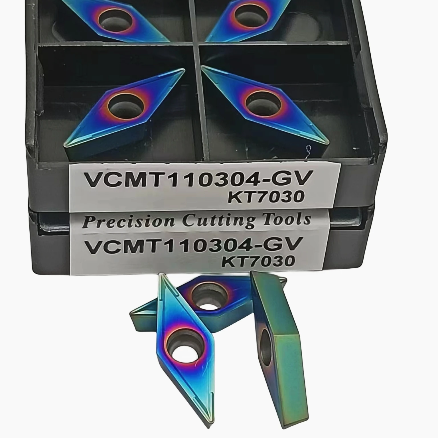 Herramienta de torneado de carburo de acero inoxidable, CNC, VCMT110304-GV, KT7030