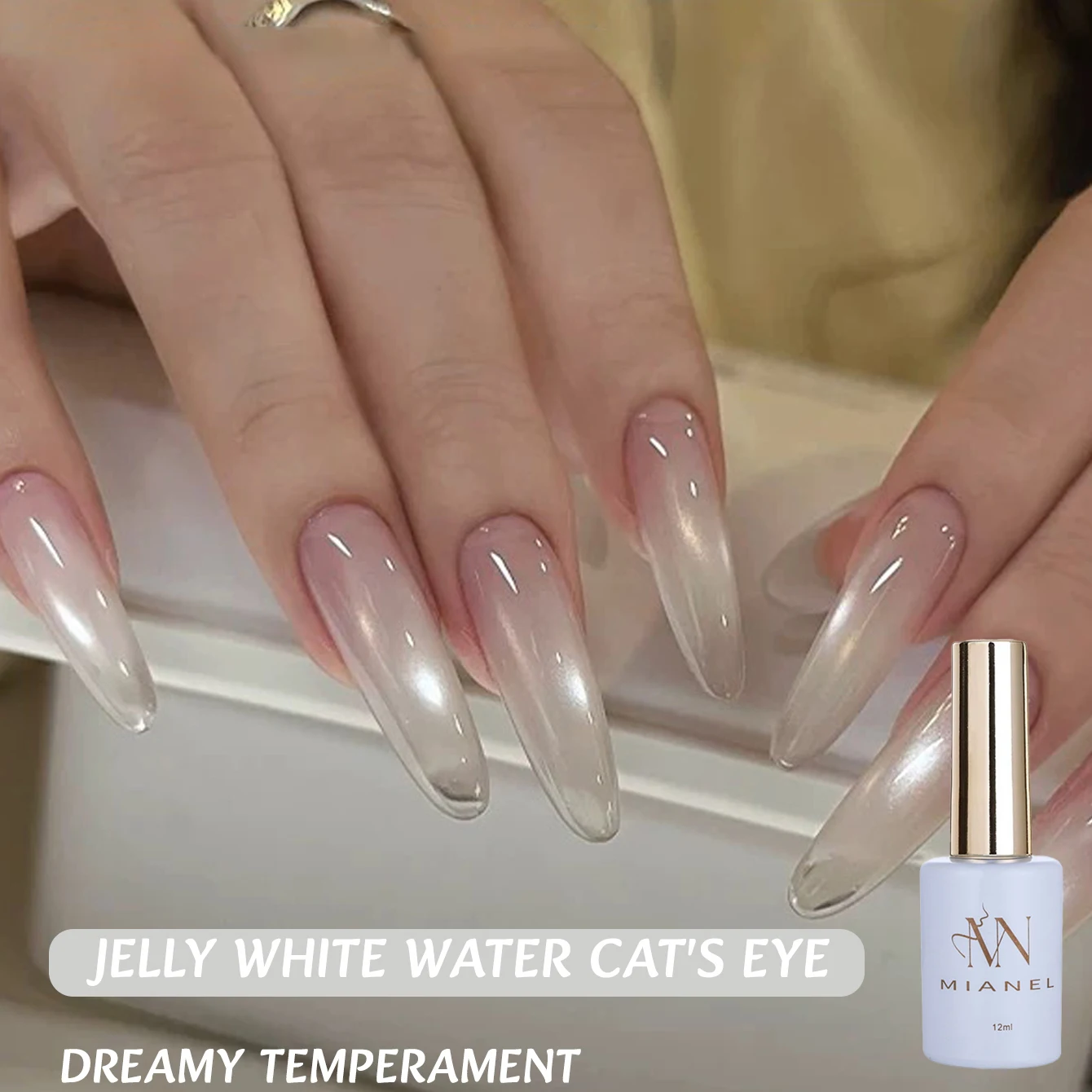 MN 12ML Autumn And Winter Ice Transparent Jelly Boiled Water Cat Eye Gel Nail Polish Perfect For Christmas Halloween White Nail
