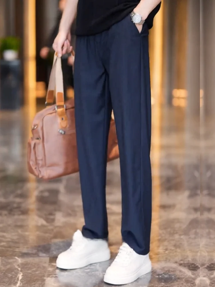 

Summer Thin Linen Selvedge Men's Simple Clean Version Versatile Iron-Free Long Pants Straight Casual Pants