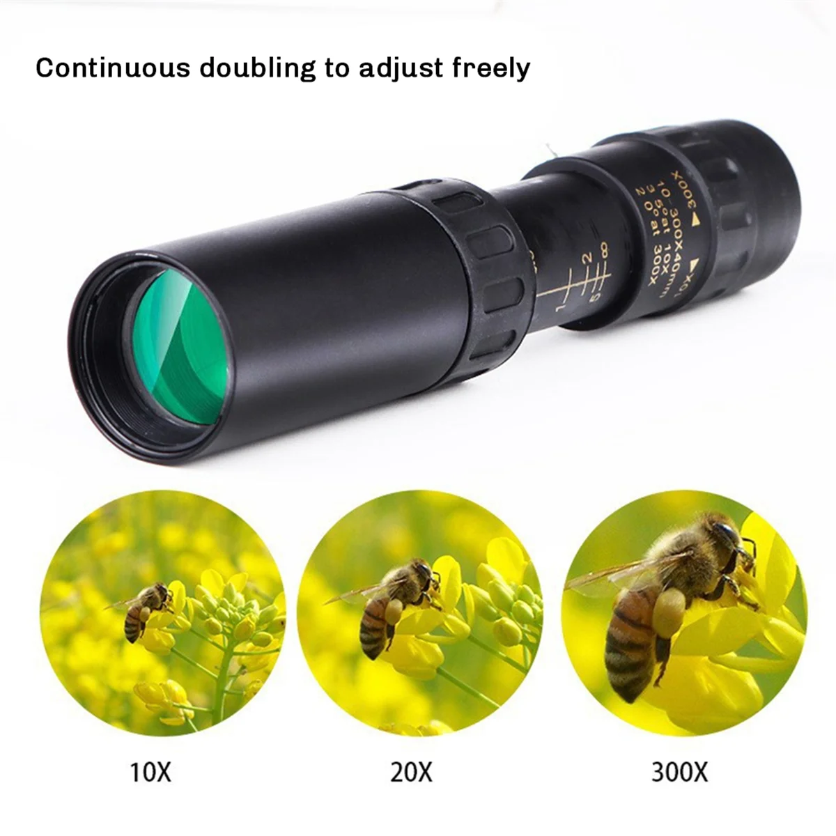 SMIEA 10-300X Zoom HD Portable Strong Binoculars Long Range Professional Spyglass Monocular Telescope Low Night Vision Black