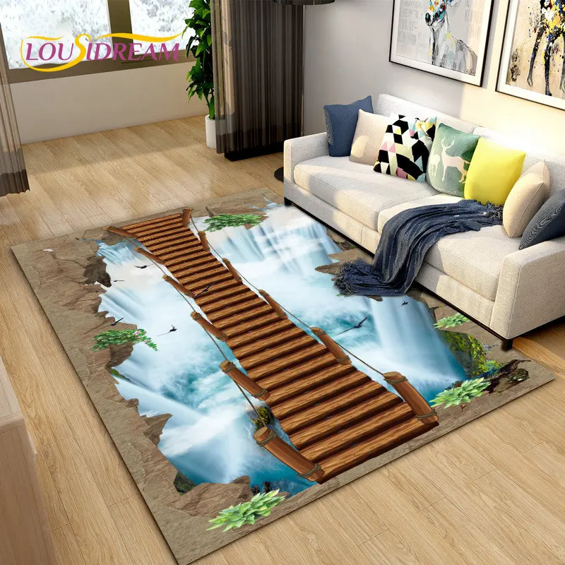 Children 3D Illusion Vision Area Rug Large,Carpet for Living Room Bedroom Sofa,Kitchen Doormat Non-slip Floor Mat Tapis Salon