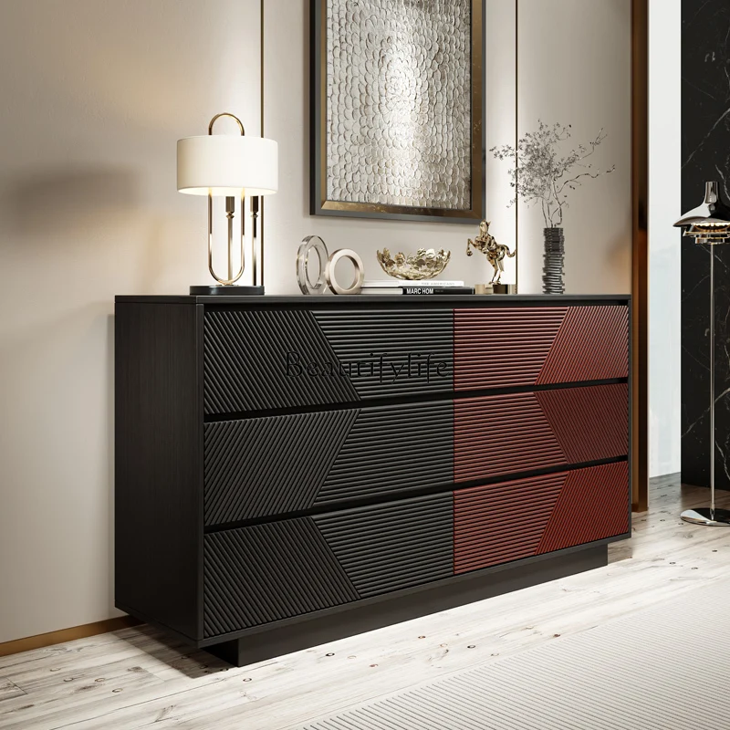 

04*Six-bucket cabinet Italian solid wood bucket cabinet Bedroom against the wall Light luxury locker