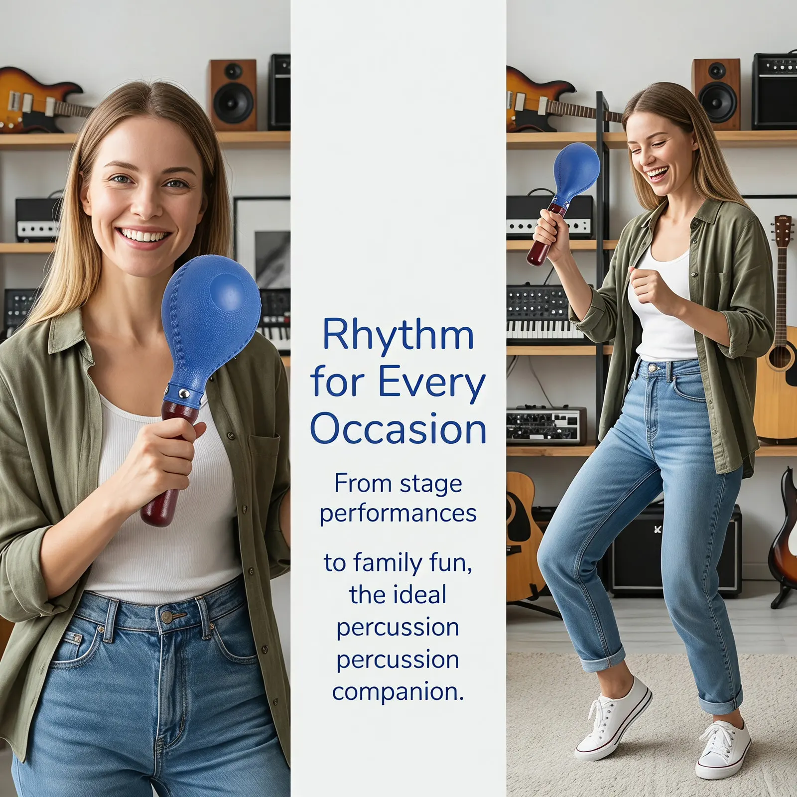 1Pair Sand Hammer Maracas Wooden Handle 10.6 Inch Clear Rhythm Rattle for Concert Band Party Festival Music Learning Playing